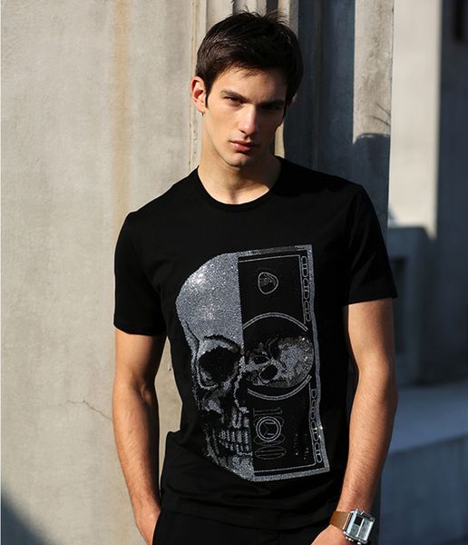

pink paradise plein t-shirts brand designer rhinestone skull men t shirts classical hip hop streetwear tshirt casual tees fszw591004, White;black