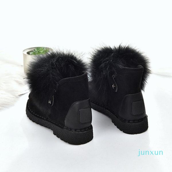 

wholesale-boots women natural real fur snow fashion for genuine cow leather, Black