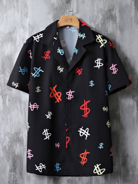

men dollar print shirt v5cf#, White;black