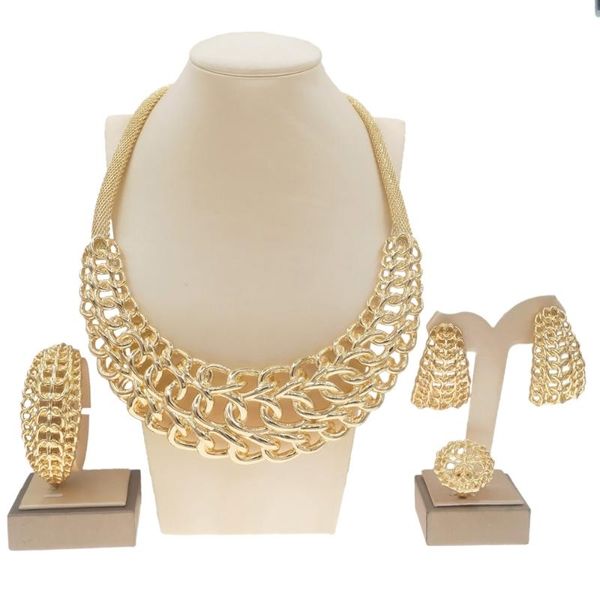 Orecchini Collana Vendite dirette della fabbrica Yulaili Set di gioielli in oro brasiliano Set di gioielli di design a catena larga da donna all'ingrosso