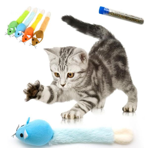 

cat toys 1pc toy mouse mice interactive chew plush catmint teaser long tail scratch playing training catnip kitten rat supply product