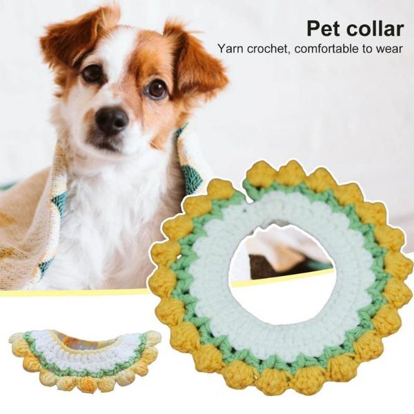 

dog collars & leashes pet knitted collar washable small cat handmade crochet scarf pretty