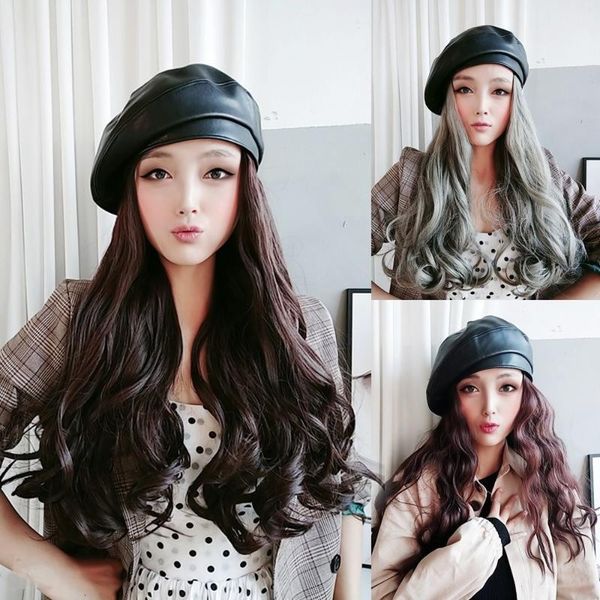 

beanies wig beret hat spring and autumn creative ladies detachable big wave long hair wool roll one fashion trend