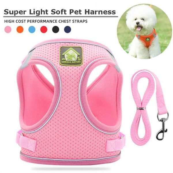 

dog collars & leashes no pull harness and leash set reflective breathable adjustable cat super light soft mesh vest for small medium large p