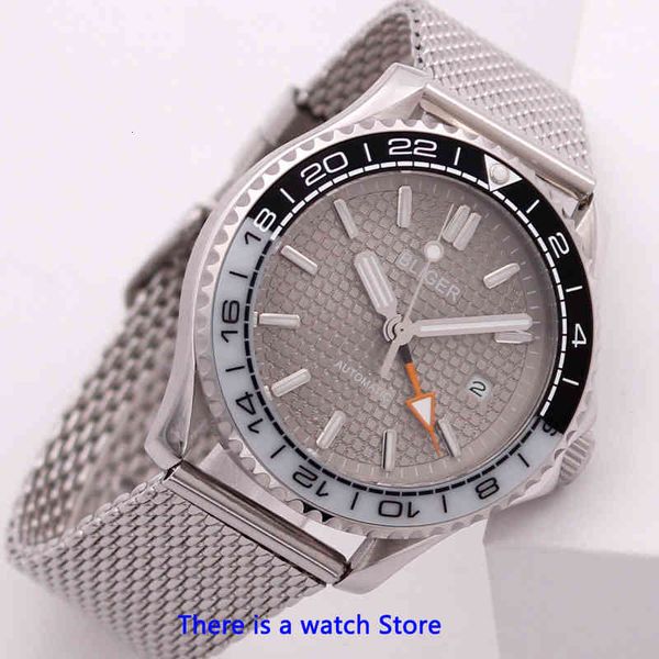 

grey mm lightning iron 41 plate automatic mechanical man goes watch luxury sapphire glass lighting turn waterproof calendar men, Slivery;brown