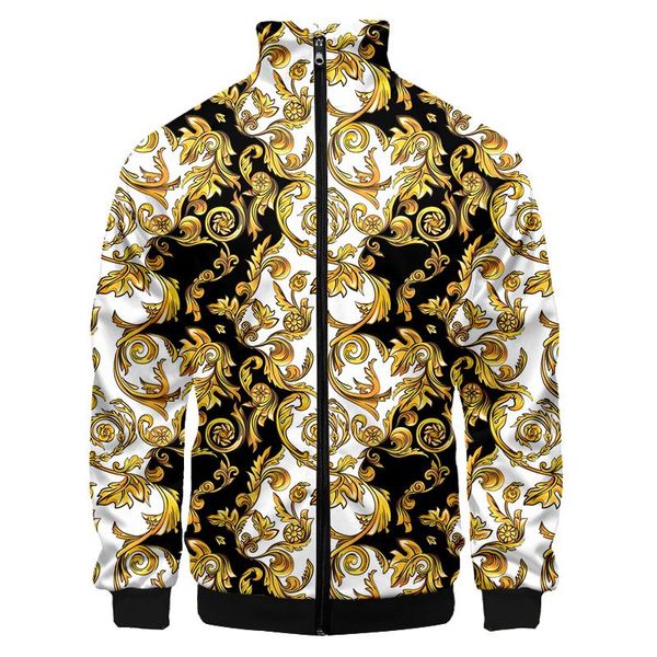 Jaquetas dos homens Corte de luxo Plus size jaqueta homens floral bombarbeiro manga longa zíper casaco menpilot caju flor série
