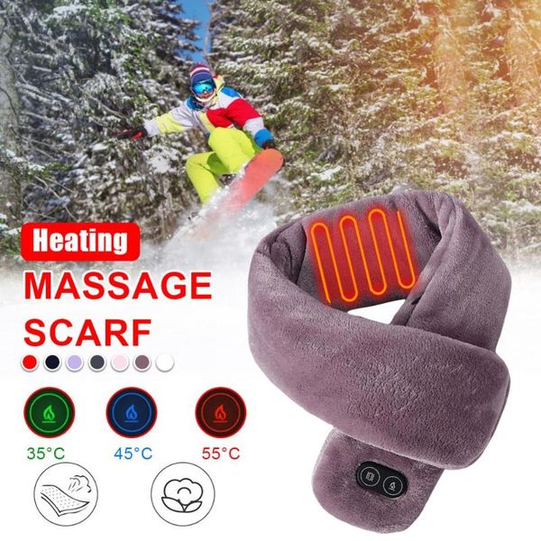 

heating scarf women men thick warm pad power electric heated neck warmer for outdoor camping hiking cycling caps & masks, Black