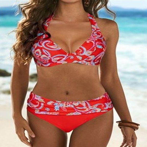 

women's swimwear red print large swimsuits push up bikini female plus size beach wear bikinis swimming bathing suit summer, White;black