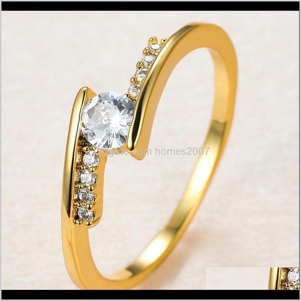 

jewelrydainty female white crystal stone ring charm gold color thin wedding rings for women trendy bride round zircon engagement drop delive, Slivery;golden
