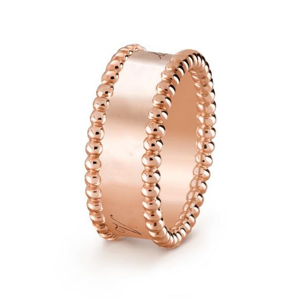 

perlee logo ring four-leaf clover kaleidoscope three-color ring 18k rose gold full diamond designer official website the same styl294t, Silver