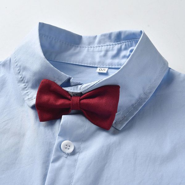 

summer boys' short sleeve suit children's shirt and two piece shorts, Blue