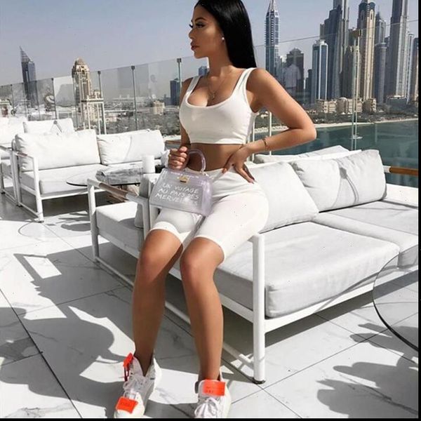

women tracksuits summer 2 piece set crop and biker shorts tracksuit clothes pieces casual sets club outfits d53, Gray