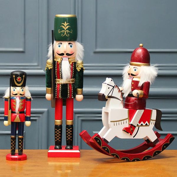 

decorative objects & figurines creative wooden dolls crafts nutcracker soldiers puppets cavalry home decorations christmas gifts children&#0