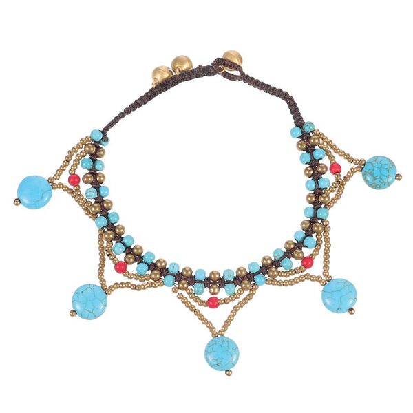 

charm bracelets 1pc turquoise design anklet beach foot chain ankle jewelry for girl, Golden;silver