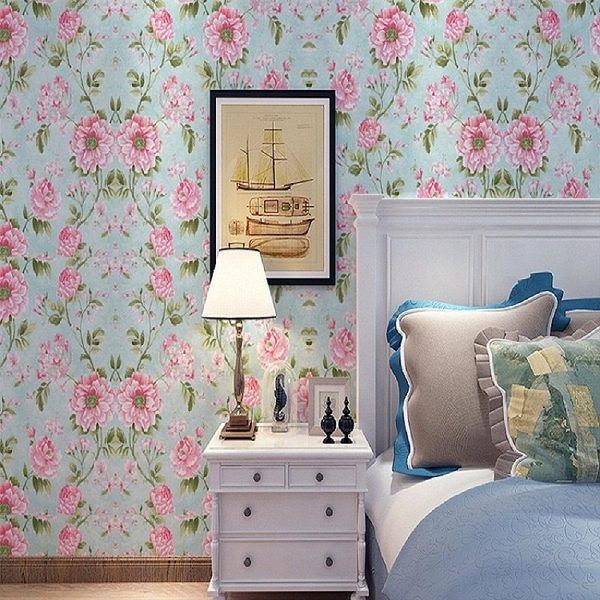 

wallpapers 45cm*10m countryside 3d wallpaper flower natural field pvc waterproof self-adhesive wall paper for bedroom and living decoration