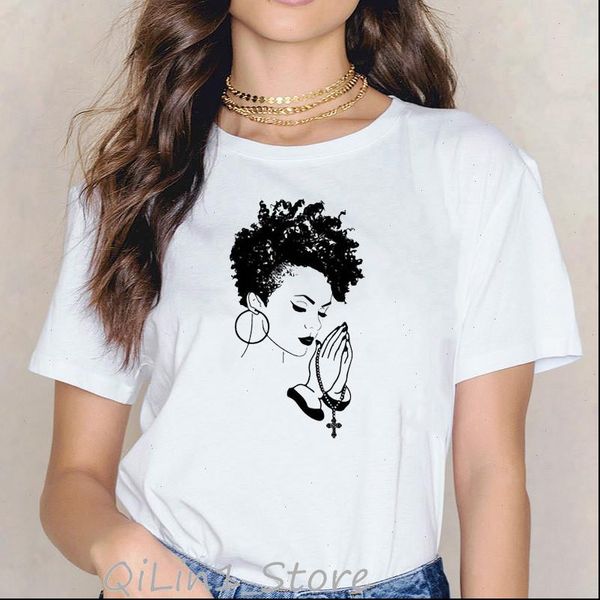 

vogue womens t shirts shirt women sketch black girl print female harajuku melanin white hip femme korean clothes