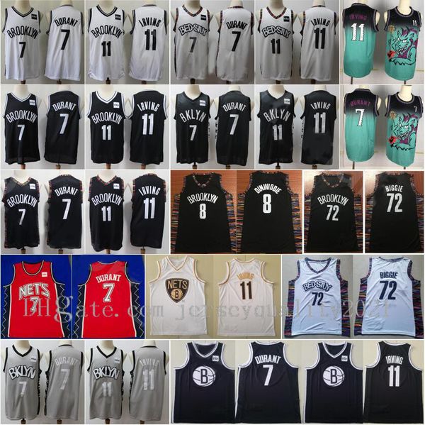 

men basketball jersey 7 kevin durant 11 kyrie irving 72 biggie spencer dinwiddie edition earned city stitched black white red green gry high, Black;red