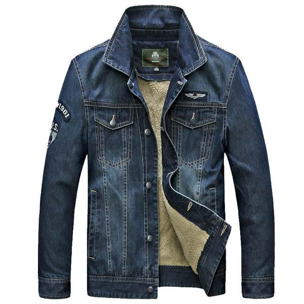 

men's jackets autumn winter denim jacket casual loose keep warm fleece jeans windbreakers outwear coats, Black;brown