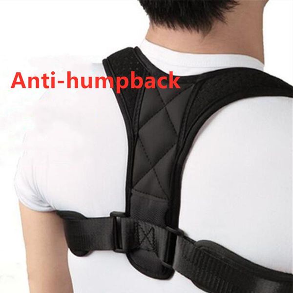 

adjustable back posture corrector clavicle spine shoulder lumbar correction anti-humpback support belt black, Black;blue