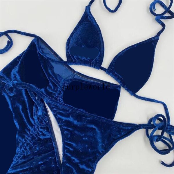 

designer bikini swimsuit 6 colors velvet bikinis set summer personality soft women swimsuit holiday charm girls 3 pieces beach wear, Black