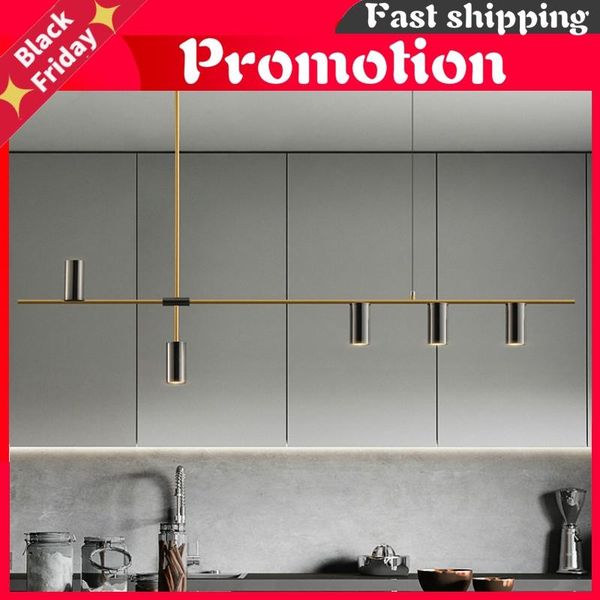 

led hanging lamp loft living room modern minimalist dinning long chandelier light design nordic home kitchen lighting gold pendant lamps