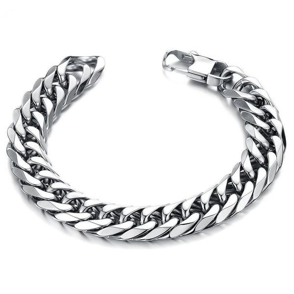 

charm bracelets fashion cuban chain men's bracelet classic stainless steel 8/10 mm wide and women's jewelry gifts, Golden;silver