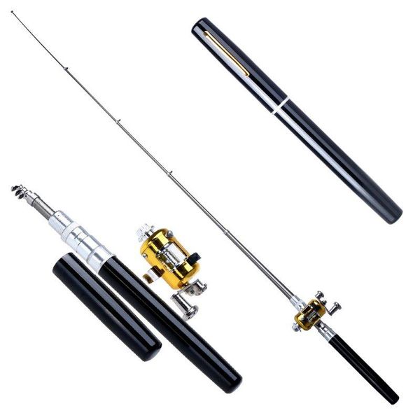

portable spinning mini feeder fishing rod pocket pole aluminum alloy pen shape reel wheel boat rods