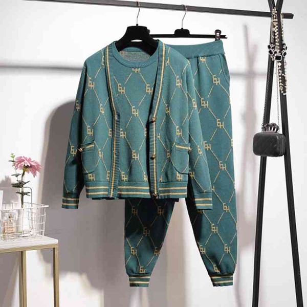 

women's two piece pants female autumn mesh set long sleeve cardigan + short casual pants three suit parts dxfi, White