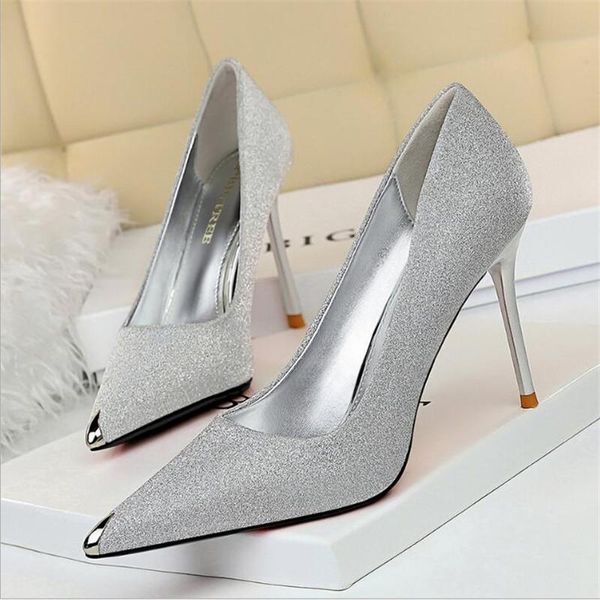 

dress shoes bigtree skinny banquet women's high heels fine heel pumps women metal tip singles, Black