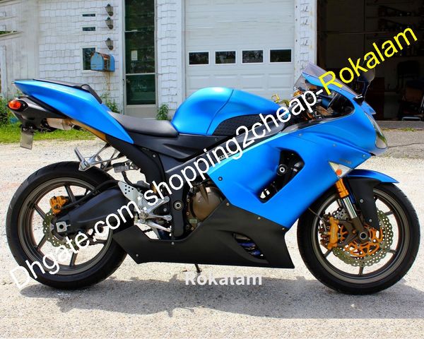 Set completo di carenatura per Kawasaki ZX6R 2005 2006 ZX 6R 636 05 06 ZX-6R 05 06 Carene carrozzeria in ABS blu nero (stampaggio ad iniezione)