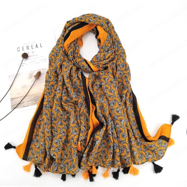 Frauen Herbst Viskose Schal Schöne Navy Blau Floral Quaste Pashminas Stola Wrap Dicke Echarpe Foulard Femme Moslemisches Hijab 180*90 cm