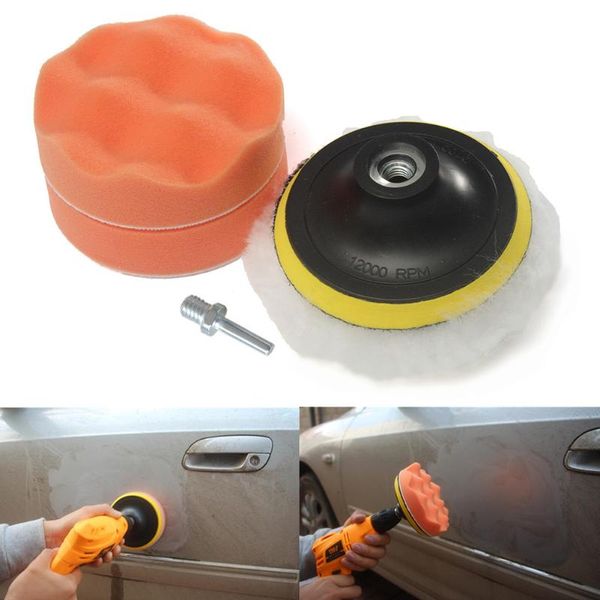 

5pcs/set 4 inch polishing pads wool sponge waxing buffing with drill adapter for car polisher automobile supplies