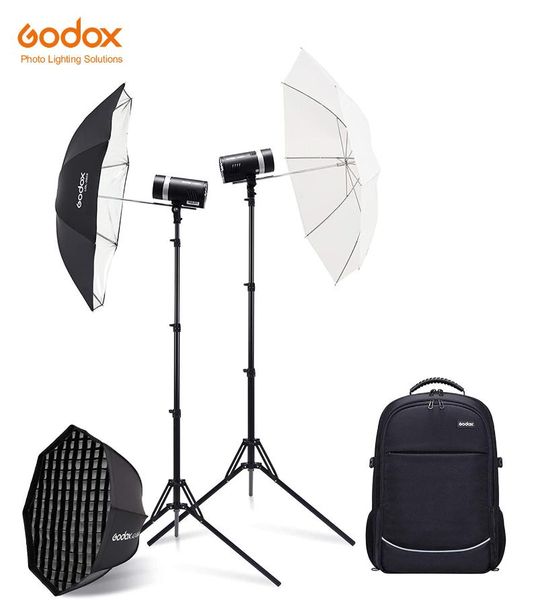 

godox 2pcs ad300pro ad300 pro 300w out door flash dual flashes backpack softbox light stand umbrella kit