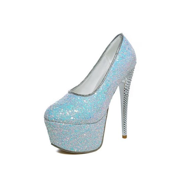 

dress shoes 2021 platform ultra high heels16cm plus size 31-48 women bling pumps party ladies black pink blue 102