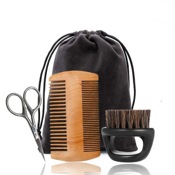 

hair brushes professional beard comb set double oil head shape brush care tool, Silver