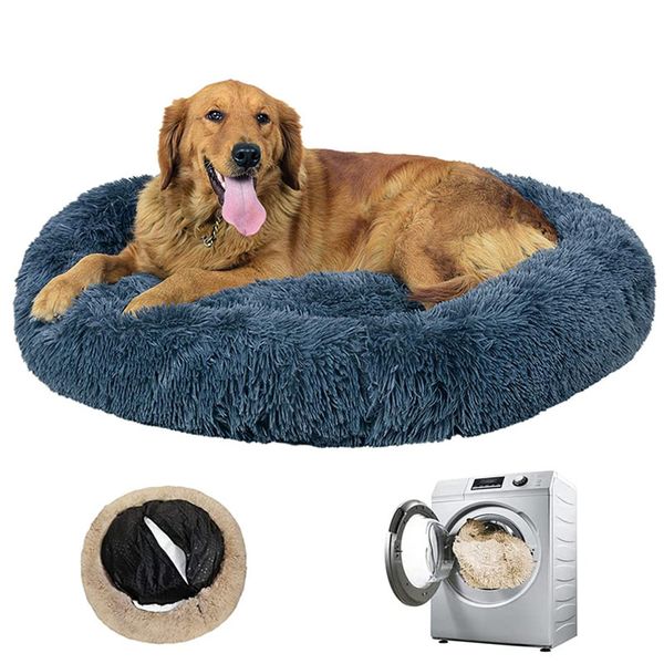 

round dog bed cushion soft plush cat beds for dog cat winter warm sleeping pet kennel removable dog sofa mat large dogs house