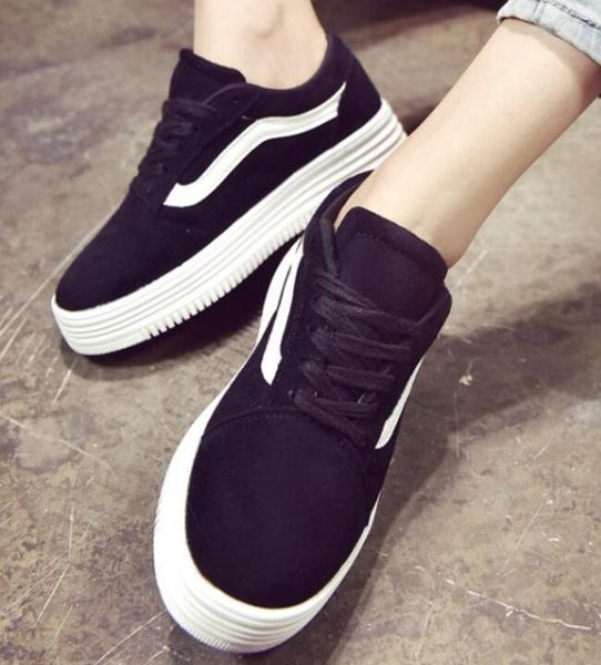 

zapatos mujer ladies casual platform shoes woman lace up women pumps autumn chaussure femme wedges girls middle heels g61228 dress, Black