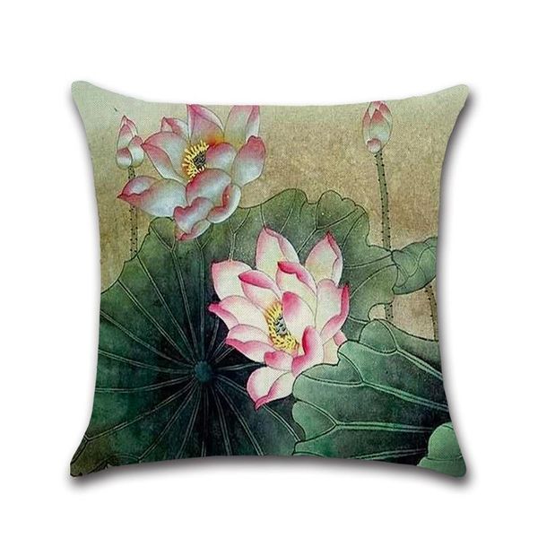 

cushion/decorative pillow feature lotus square cushion cover printed pillowcase waist throw for sofa seat living room decorative funda cojin