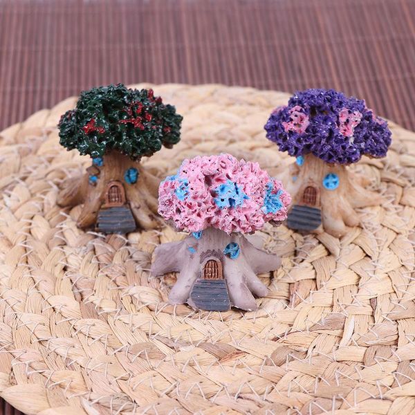 

decorative objects & figurines 1pcs diy micro landscape fairy garden miniatures resin ornaments decor crafts tree house 3 colors