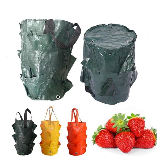 

planters & pots 3 gallon strawberry planting growing bag multi-mouth container bags grow planter plant reusable garden tools wall hanging