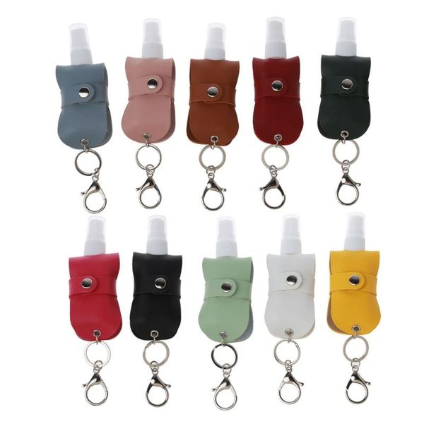 

storage bottles & jars portable 50ml squeeze spray bottle empty leakproof plastic refillable travel mister with leather keychain holder