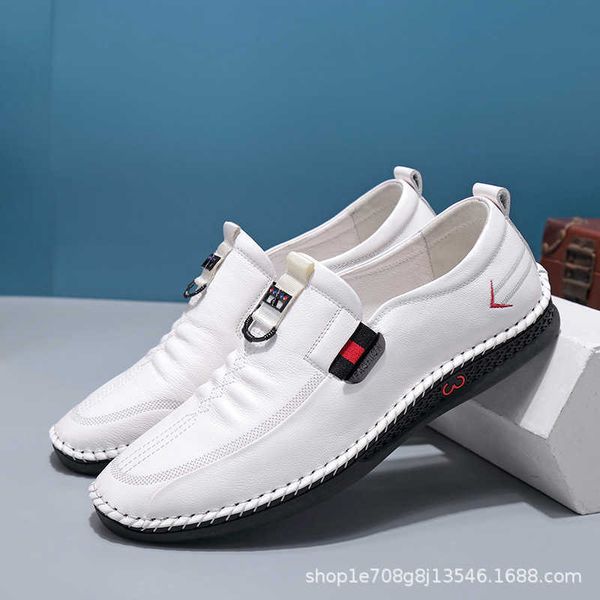 

first layer cowhide men's leather sho casual overshoot korean non slip soft sole comfortable