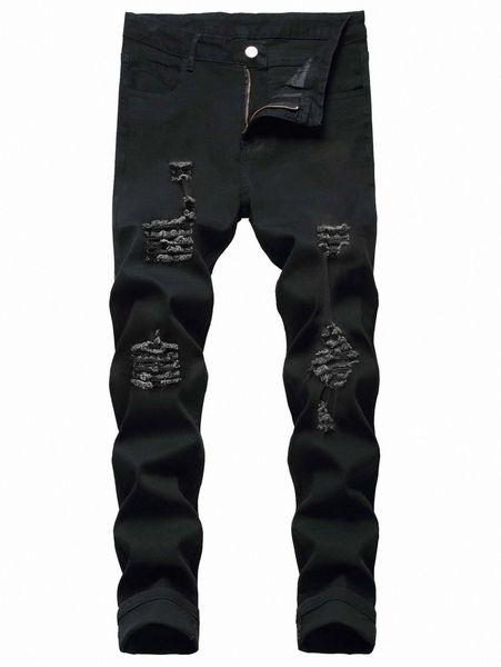 

romwe guys ripped jeans k8ra#, Blue