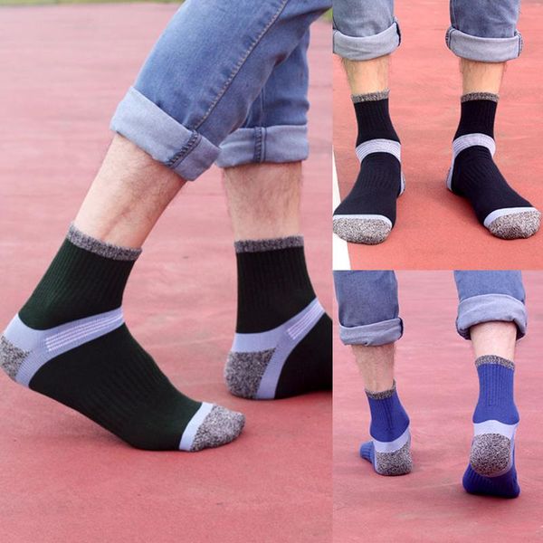 

sports socks professional breathable men cotton outdoor soccer football basketball cycling autumn winter hosiery, Black