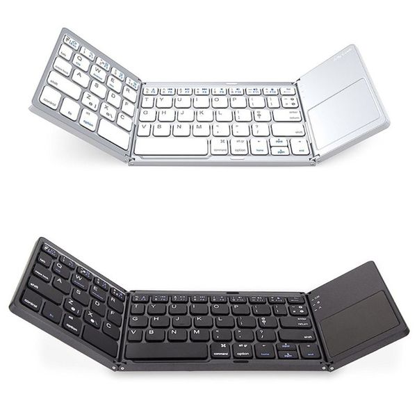 Универсальные три переворачивания беспроводной Bluetooth складной мини-клавиатуры с сенсорной панелью складной Bluetooth-клавиатуры