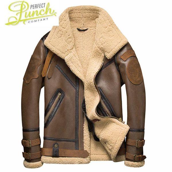 

men's leather & faux jacket men 2021 real fur natural sheep shearing winter coat for mens clothing chaqueta cuero hombre 8167 yy760, Black