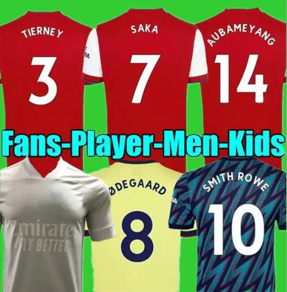 

odegaard 21 22 thomas player version fans soccer jerseys white special pepe 2021 2022 football shirt kids tavares kit uniform home sambi whi, Black;yellow