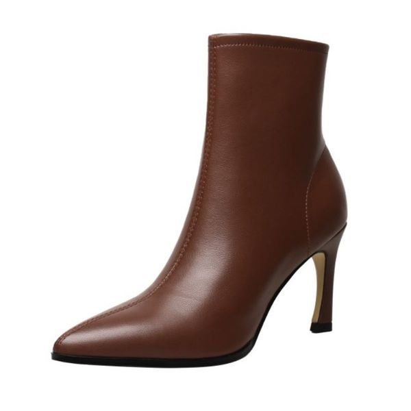 

size 33-40 women high heel boots genuine leather strange heel women ankle boots fashion winter shoes women footwear, Black