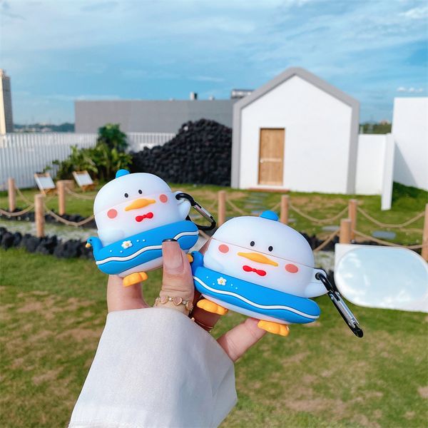 

cartoon cute swim ring duck for airpods case silicone cover for airpods 1 2 cases earphone 3d headphone case protective for airpod pro