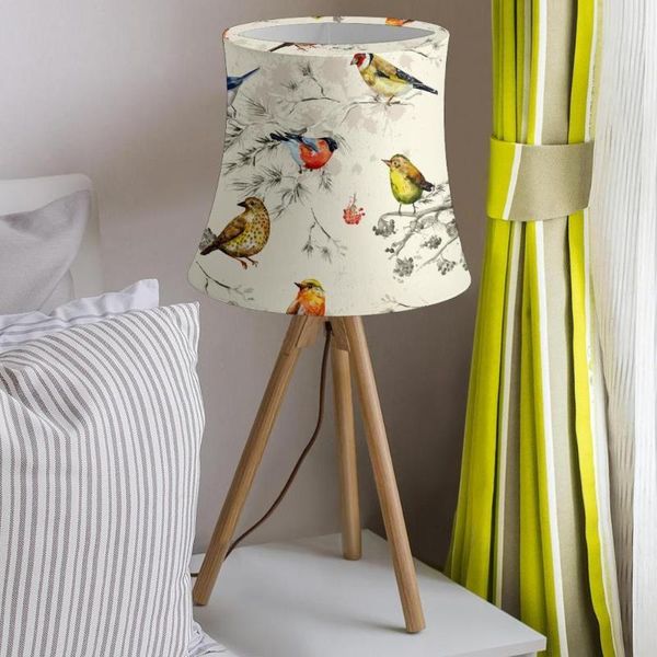 

lamp covers & shades lampshade bird watercolor design pattern drum shade for table art deco simple style stretch cloth lampshell